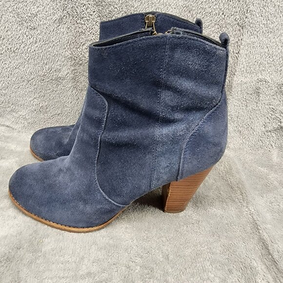 Joie Shoes Womens EU 39 US 8 Women's Dalton Blue Suede Zip Ankle Booties *Read* - Picture 1 of 8